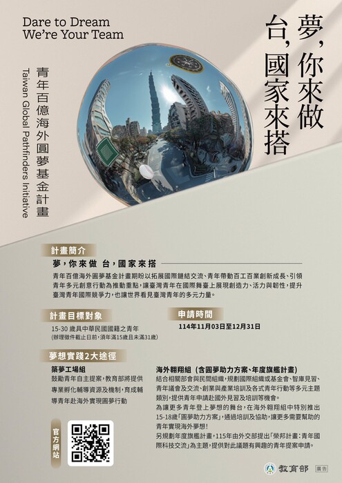 青年百億海外圓夢基金計畫海報